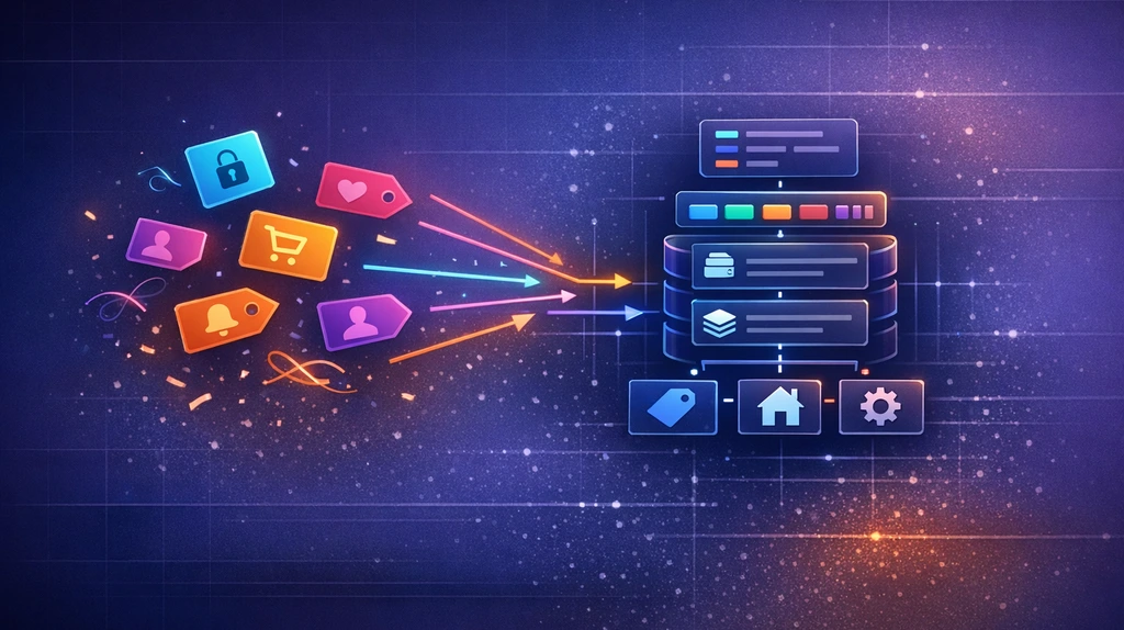 Editorial cover showing typed domain tokens and shared constants converging into a structured system