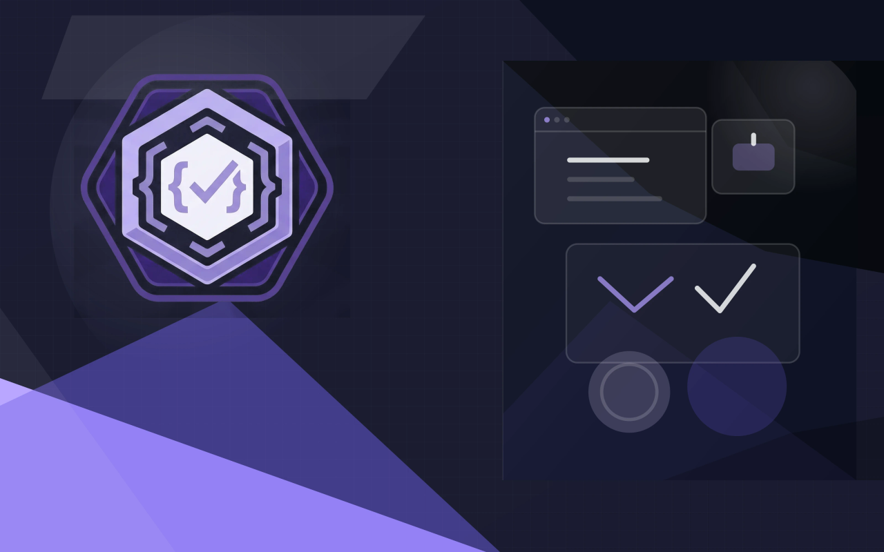 @santi020k/eslint-config-santi020k badge on an indigo and violet geometric cover