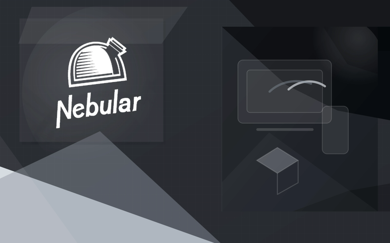 Nebular logo on a graphite and silver geometric cover