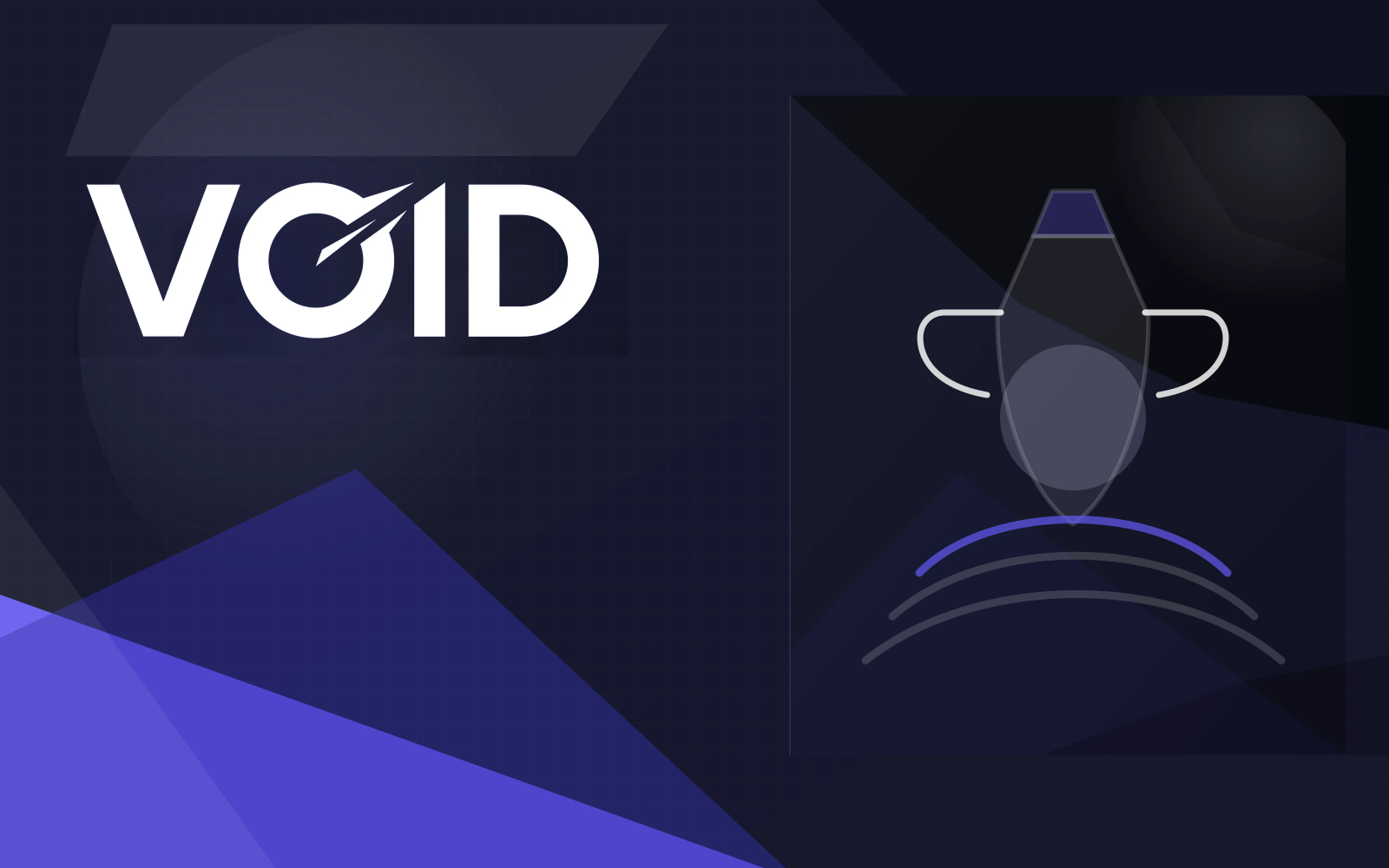 VOID logo on an indigo and cobalt geometric cover