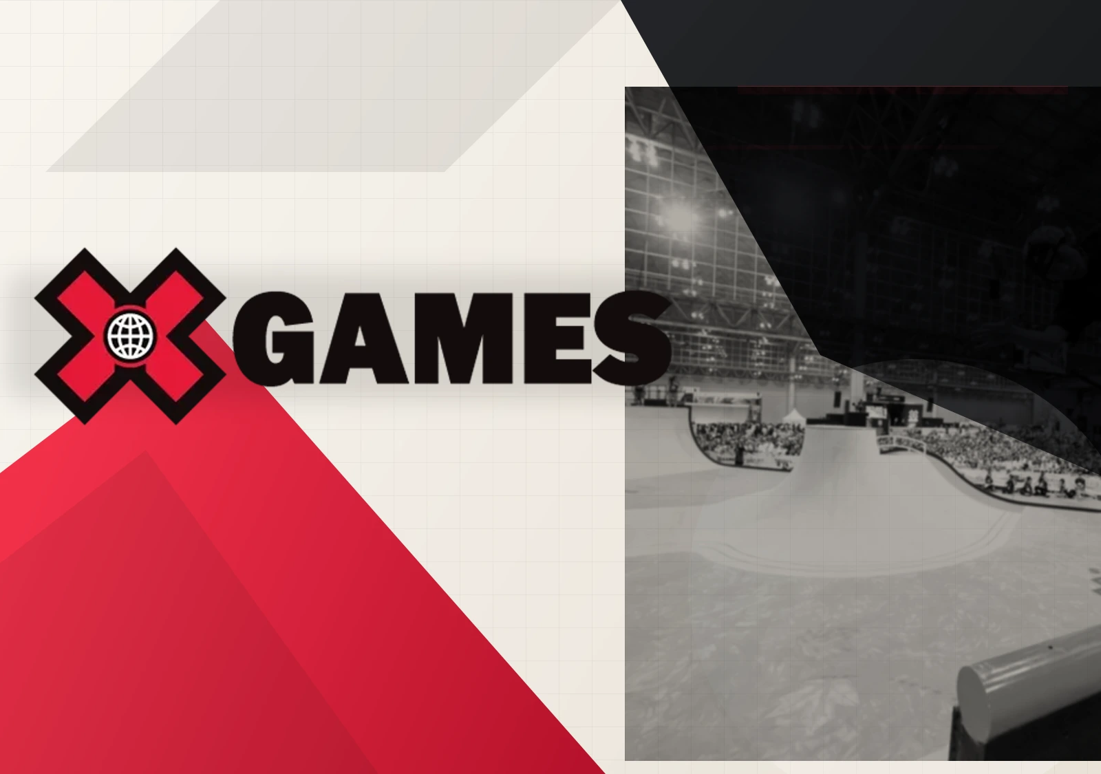 X Games logo on a branded red, charcoal, and ivory cover